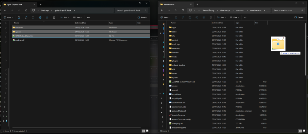 Open two explorer windows like this