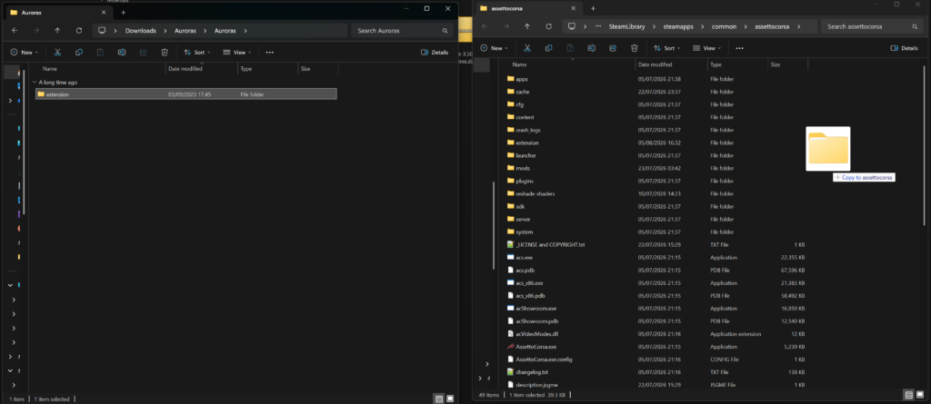 drag an drop the folders